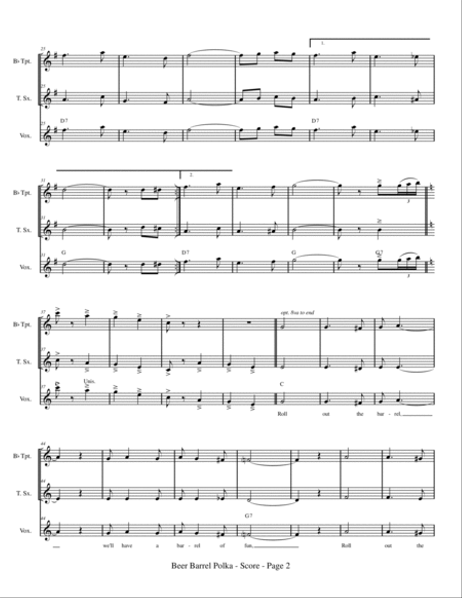 Beer Barrel Polka (roll Out The Barrel) Small Ensemble scores gallery preview page 4