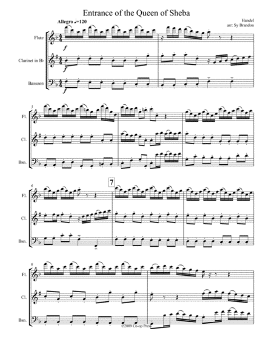 Entrance of the Queen of Sheeba for Woodwind Trio Woodwind Trio scores gallery preview page 1