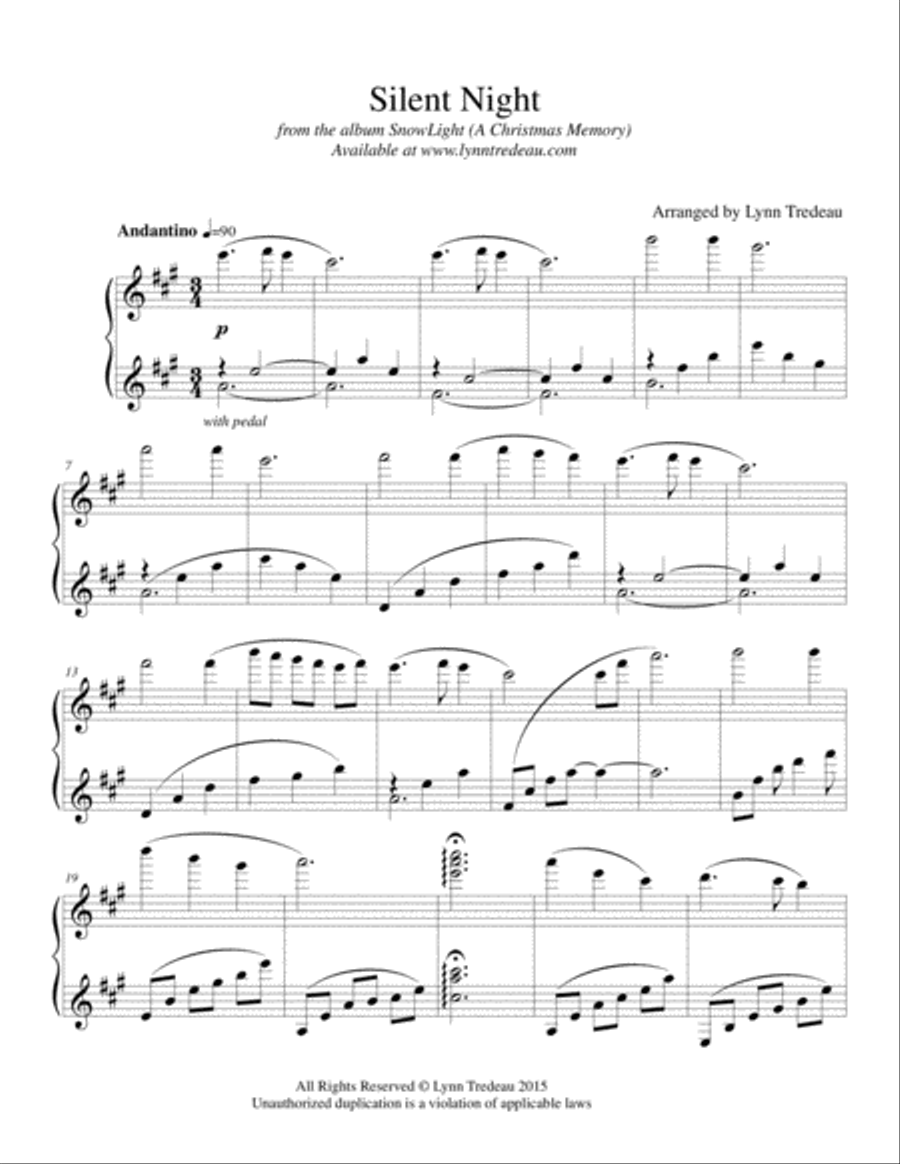 Silent Night Piano Solo scores gallery preview page 1