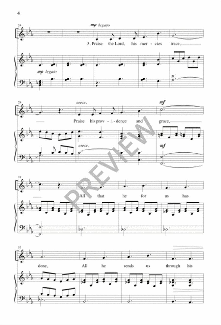Praise the Lord, His Glories Show Unison Choir scores gallery preview page 4