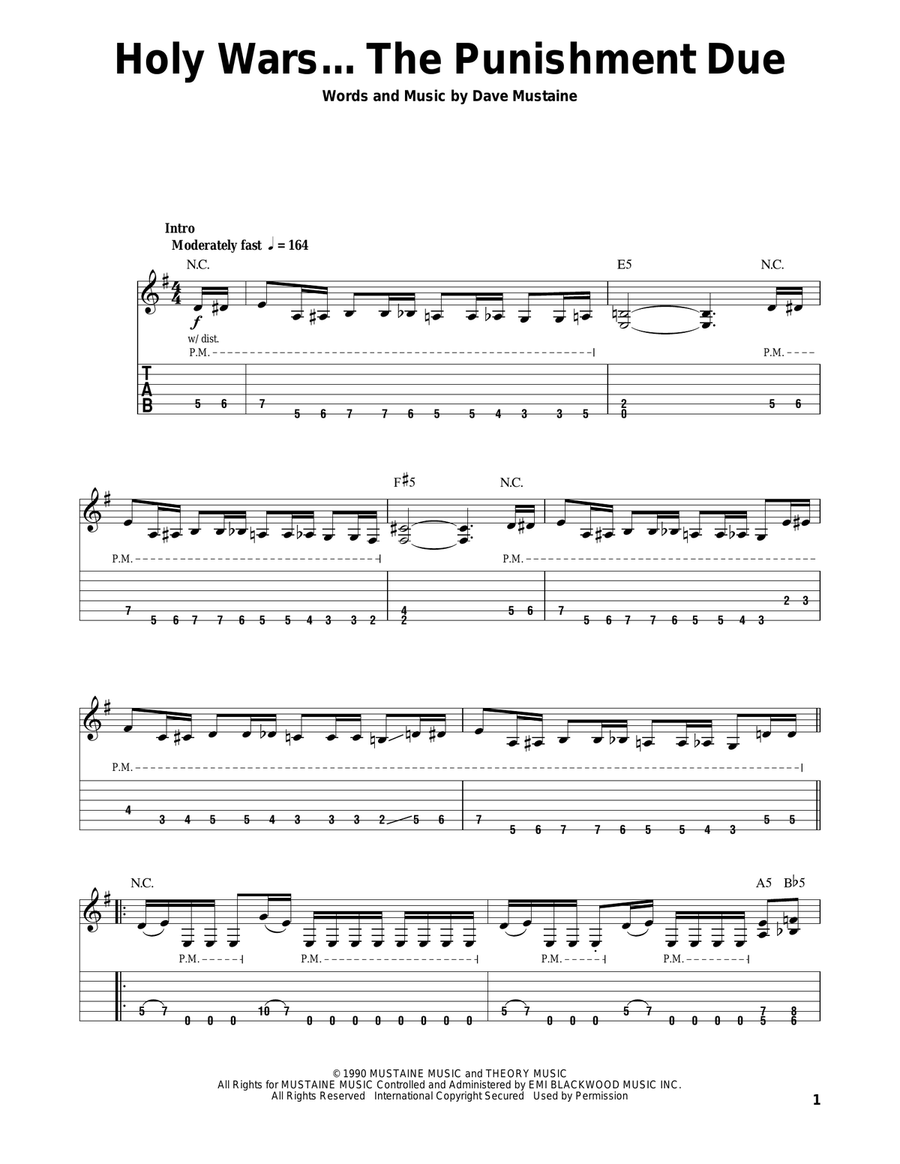 Holy Wars...The Punishment Due Acoustic Guitar scores gallery preview page 1