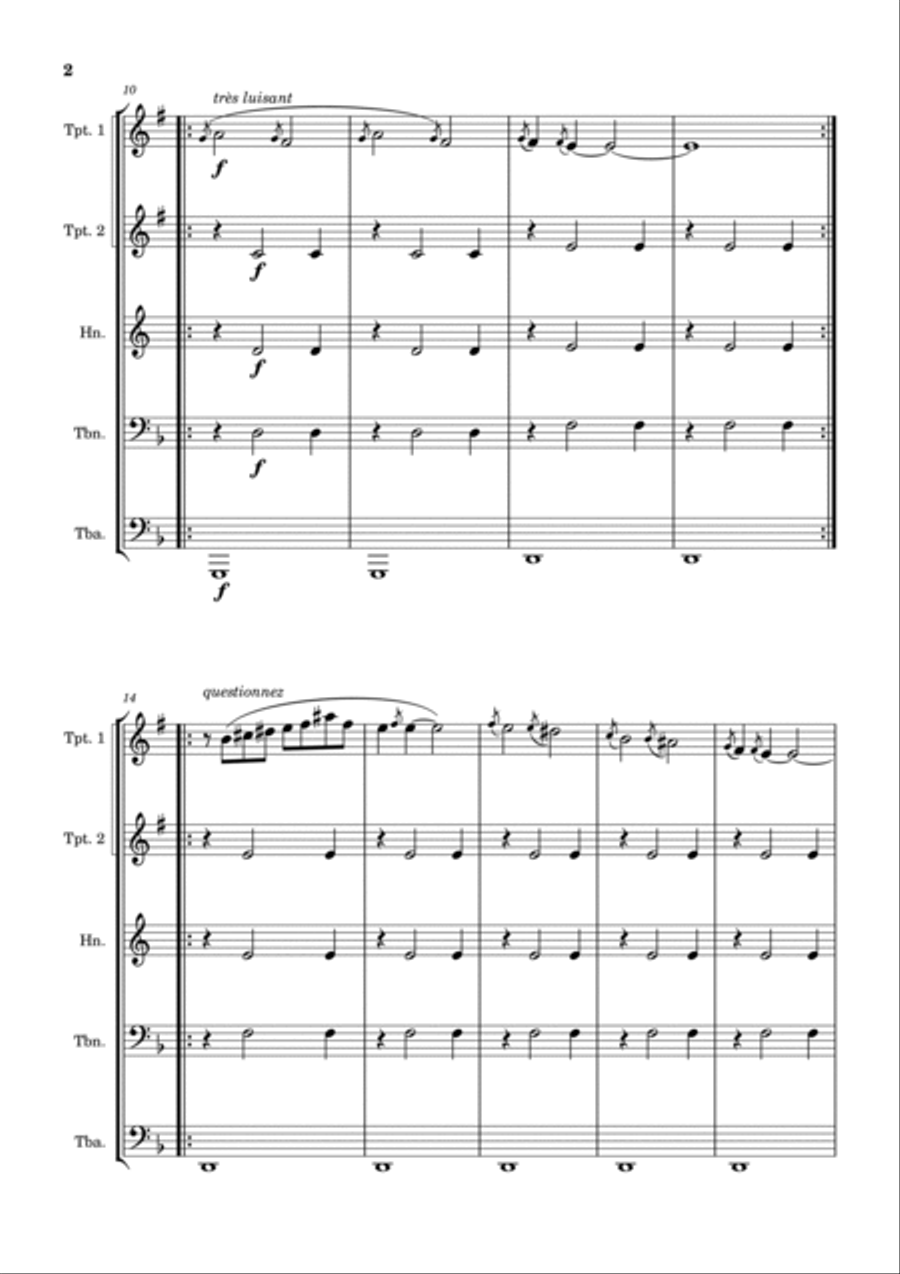 Gnossienne No. 1 – for Brass Quintet Brass Quintet scores gallery preview page 2