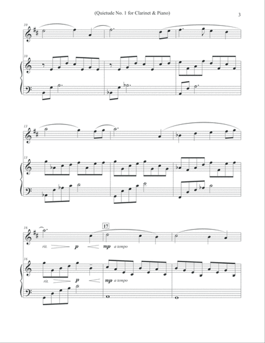 Quietude No. 1 - Clarinet & Piano Clarinet Solo scores gallery preview page 3