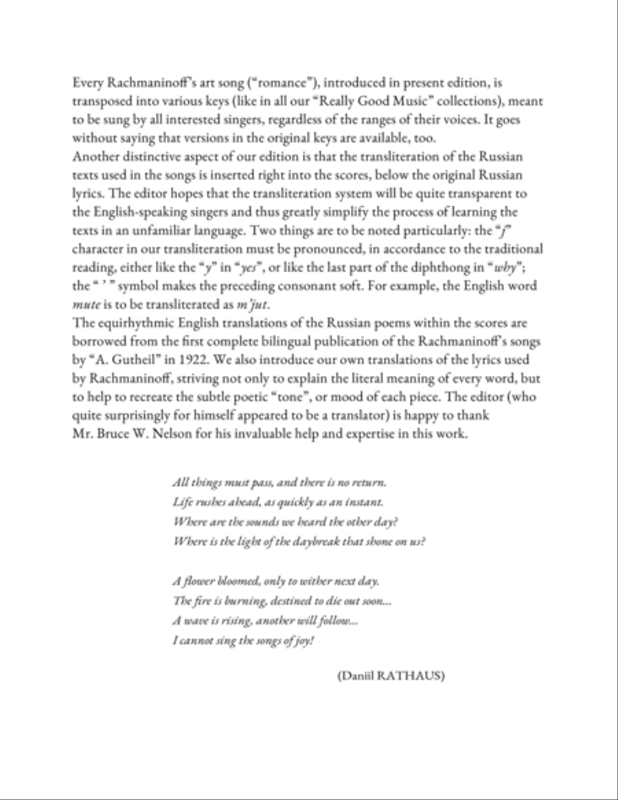 RACHMANINOFF Sergei: All things must pass, an art song with transcription and translation (E flat mi Small Ensemble scores gallery preview page 2