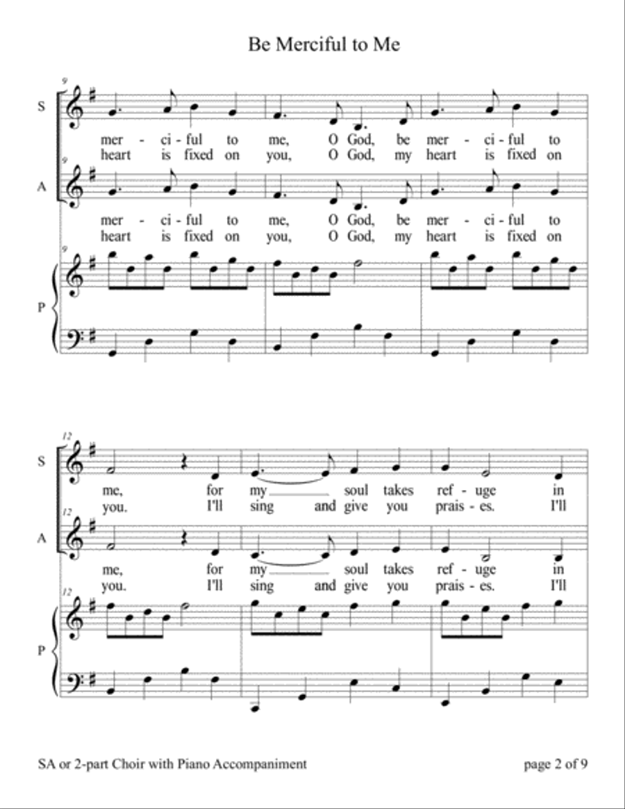 Be Merciful to Me ~ Psalm 57 (for SA or 2-Part Choir with Piano accompaniment) SA scores gallery preview page 3