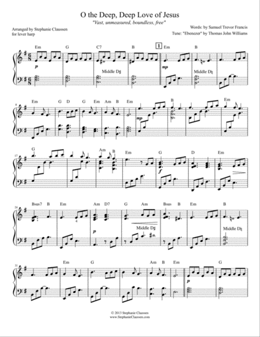 O the Deep, Deep Love of Jesus (Lever Harp) Celtic Harp scores gallery preview page 2