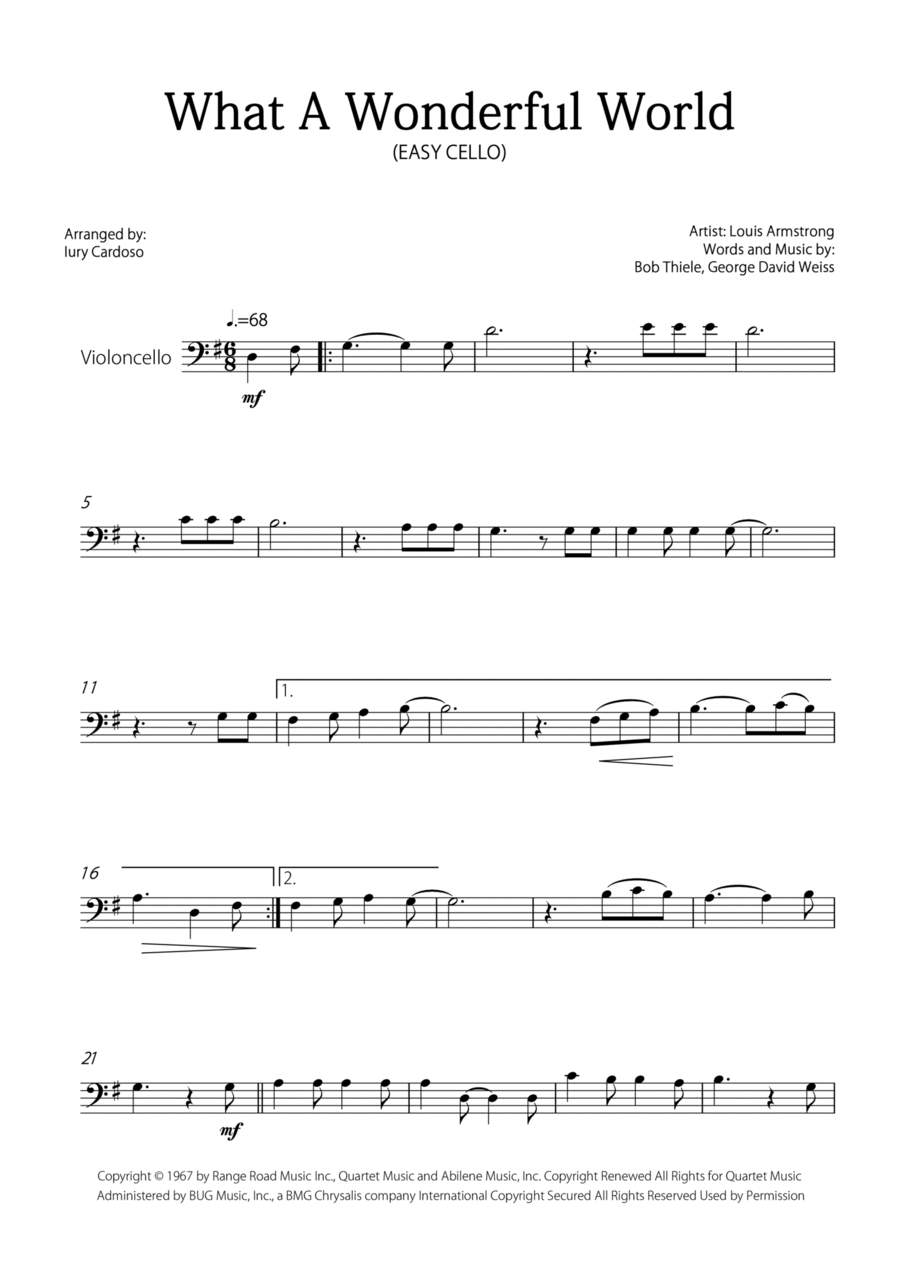 What A Wonderful World Cello Solo scores gallery preview page 1