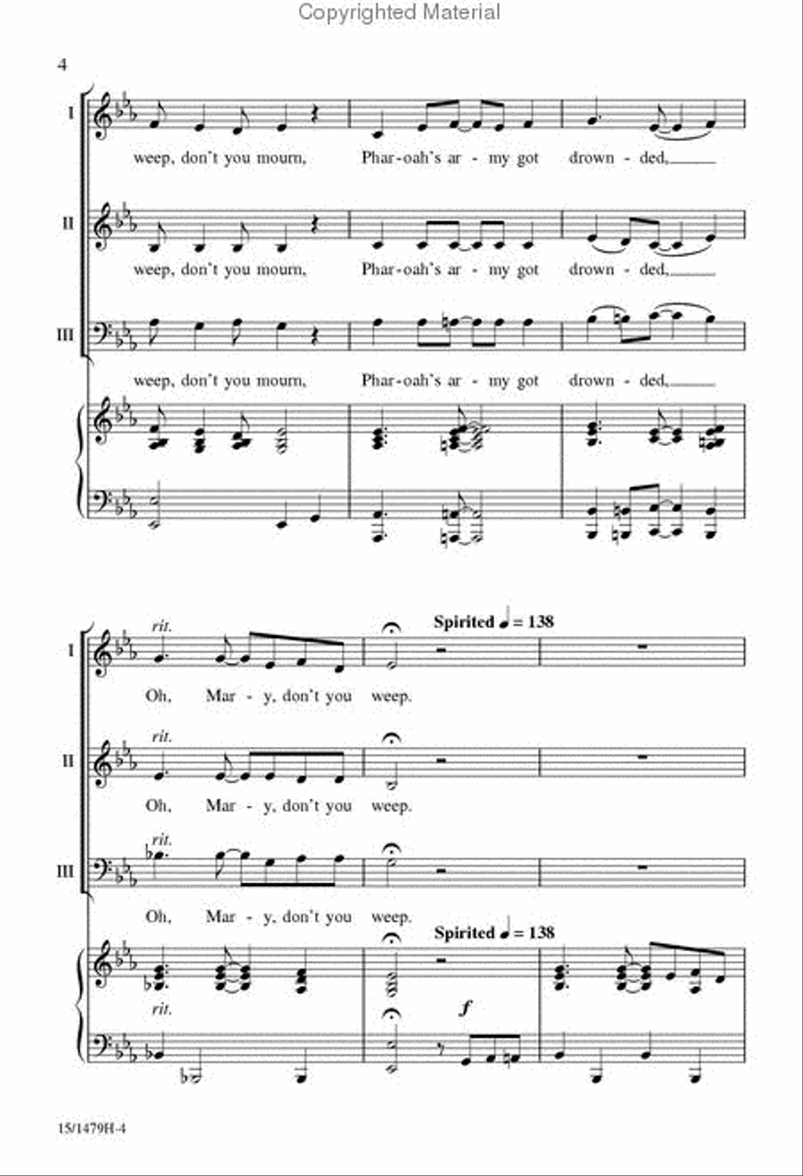 Oh, Mary Don't You Weep 3-Part scores gallery preview page 3