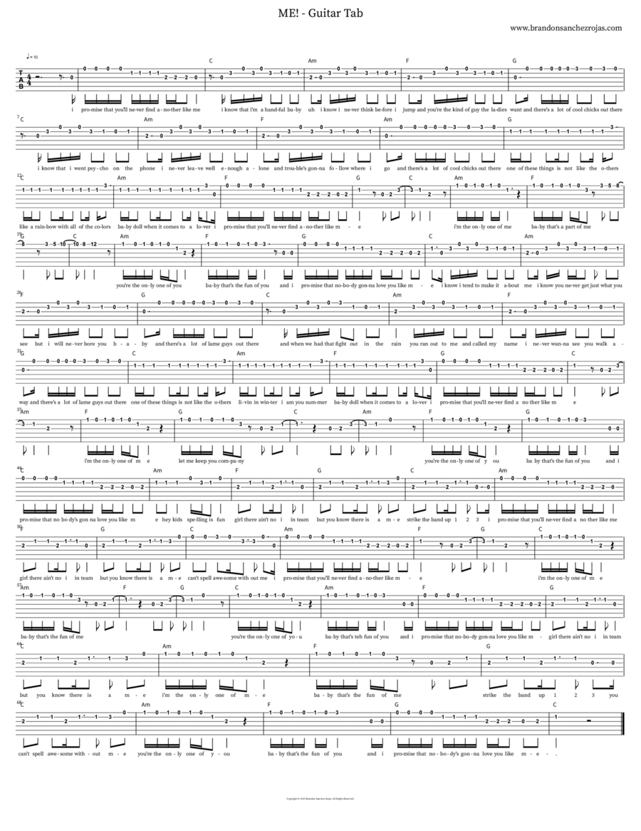 ME! - Guitar Tab Piano, Vocal, Guitar scores gallery preview page 1