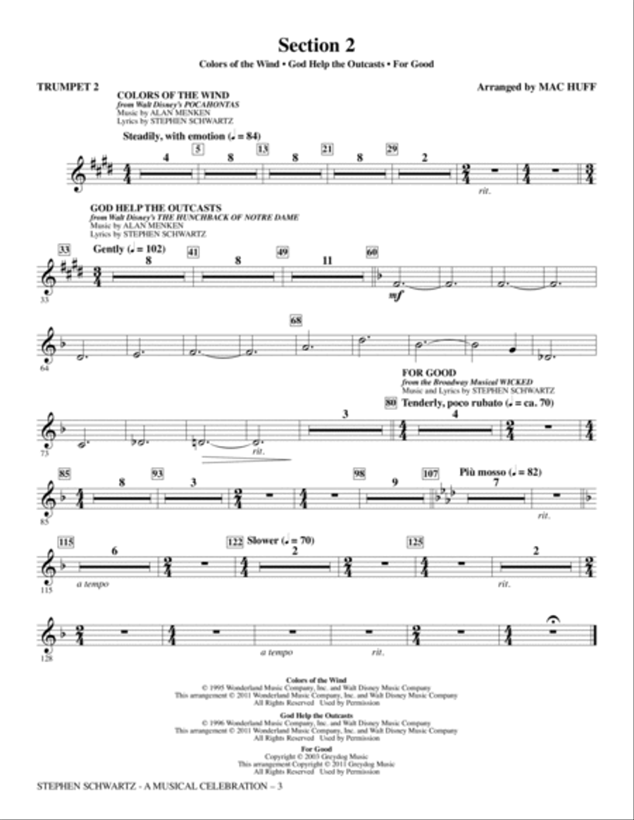 Stephen Schwartz: A Musical Celebration (Medley) - Trumpet 2 Choir scores gallery preview page 3