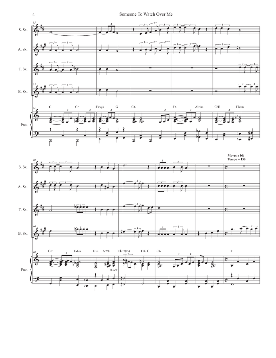 Someone To Watch Over Me Saxophone Quartet scores gallery preview page 4
