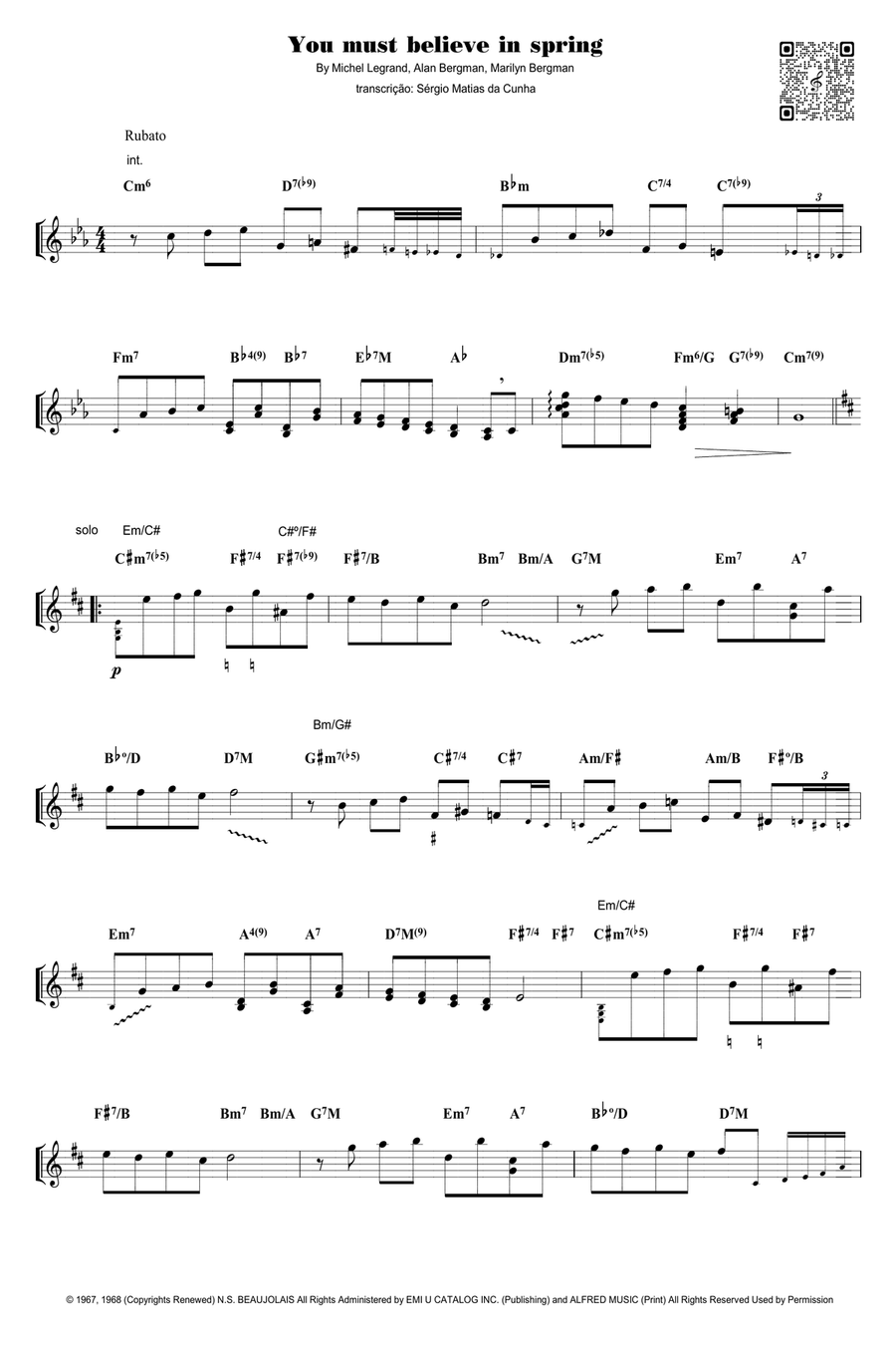 You Must Believe In Spring Piano scores gallery preview page 1