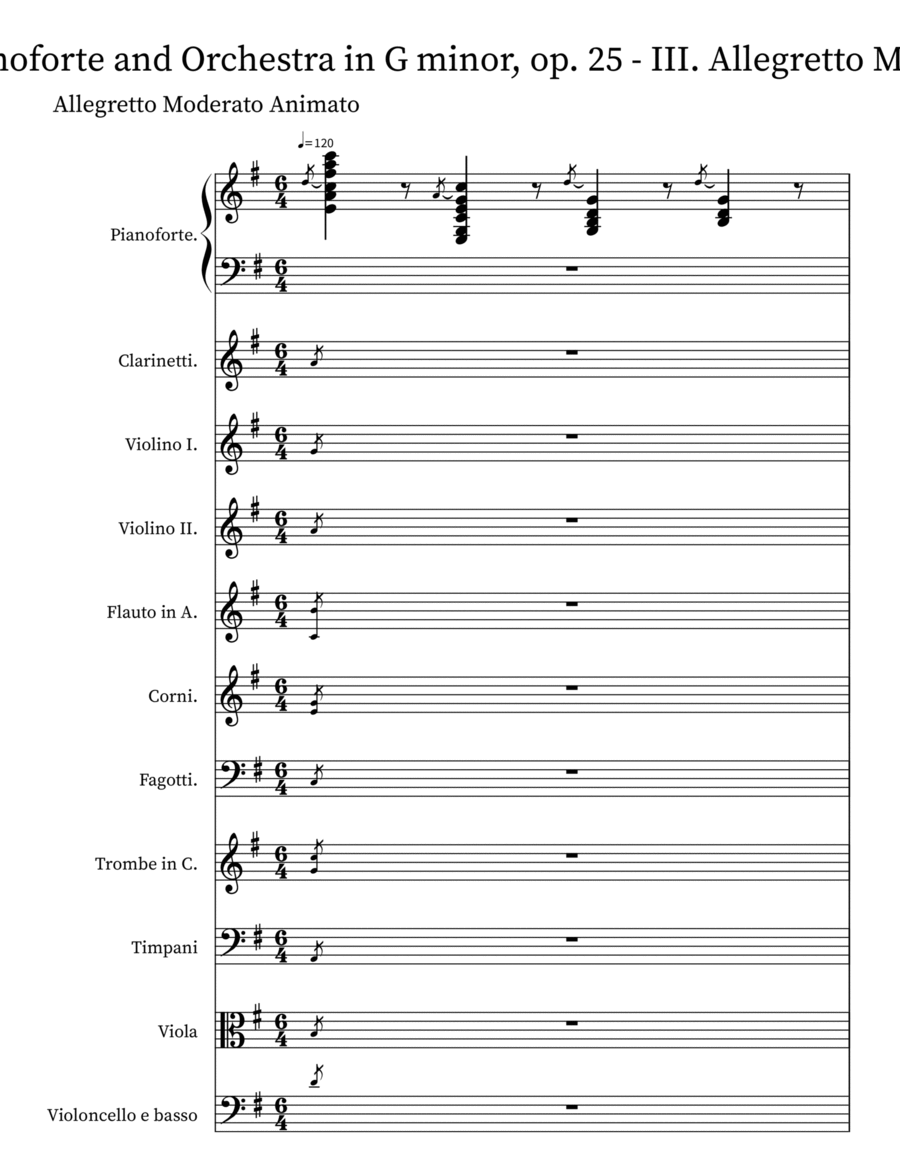 Concerto for Pianoforte and Orchestra no. 4 ''Afrika'' in G minor, op. 25 - III. Allegretto Moderato Clarinet scores gallery preview page 1