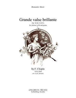 Grande valse brillante, Op. 34 No. 2 for clarinet in Bb and guitar and guitar