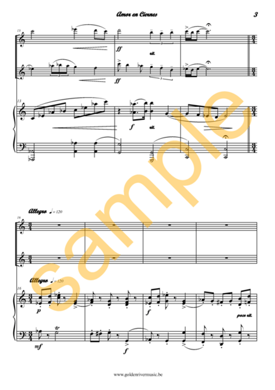 Amor en Ciernes / Budding love for 2 violins Violin Solo scores gallery preview page 4