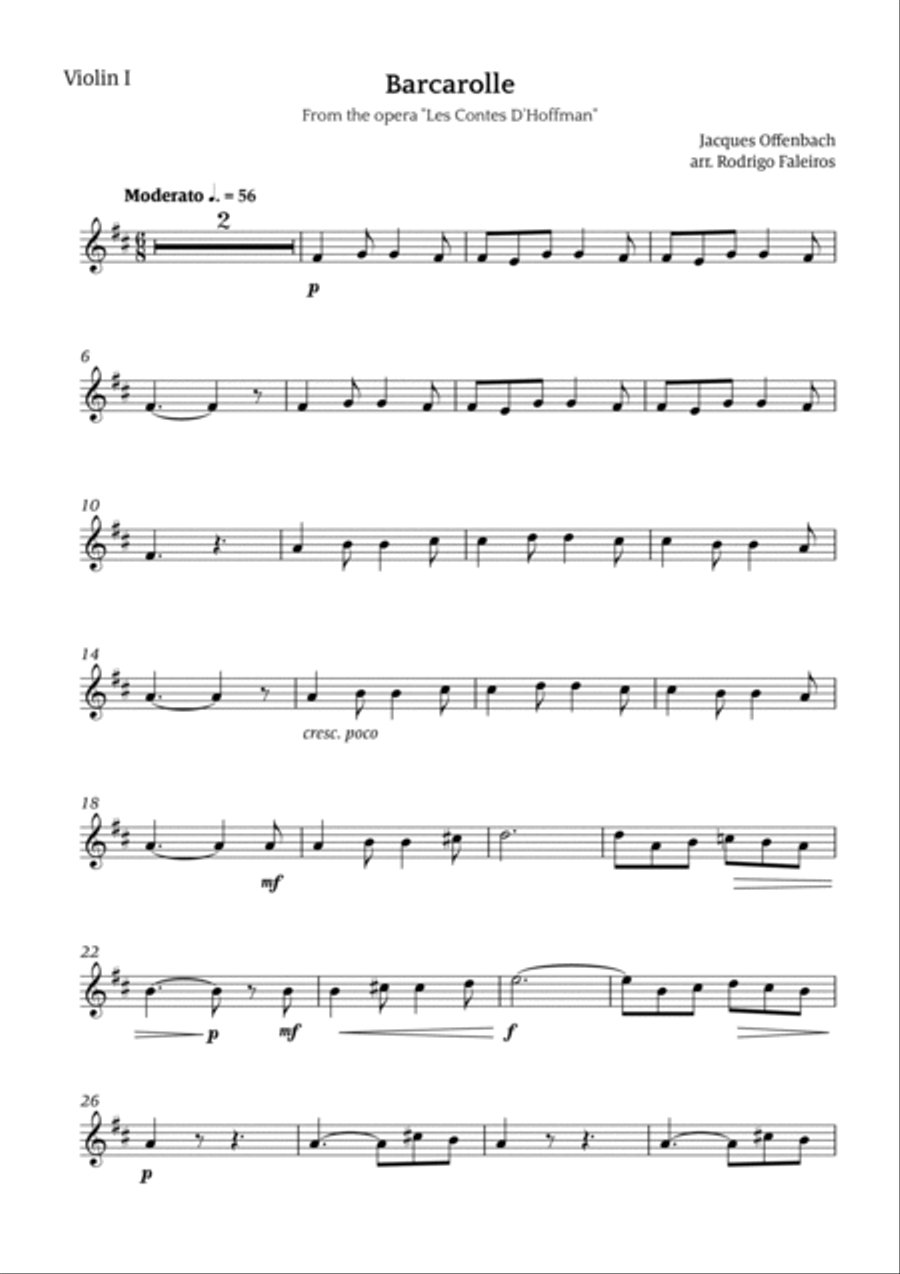 Barcarolle - Belle Nuit, O Nuit D'Amour String Quintet scores gallery preview page 6
