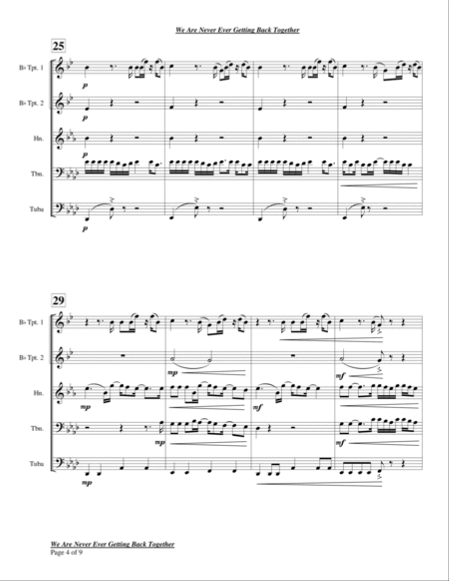 We Are Never Ever Getting Back Together Chamber Music scores gallery preview page 4