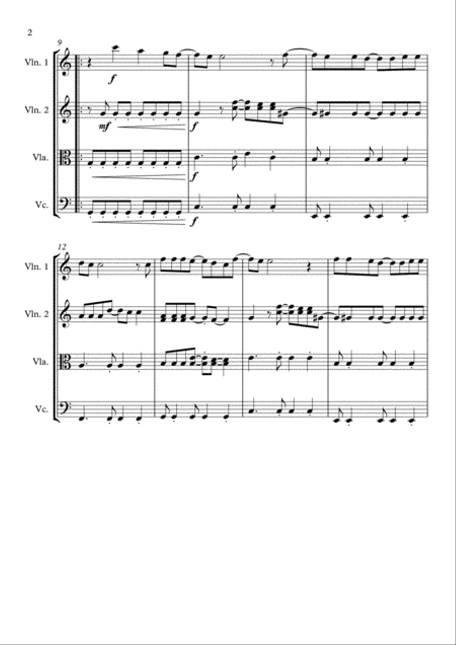 Build Me Up, Buttercup String Quartet scores gallery preview page 2