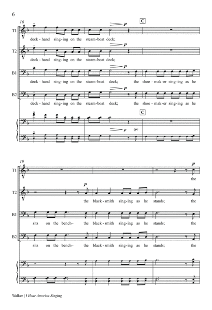 I Hear America Singing TTBB scores gallery preview page 6