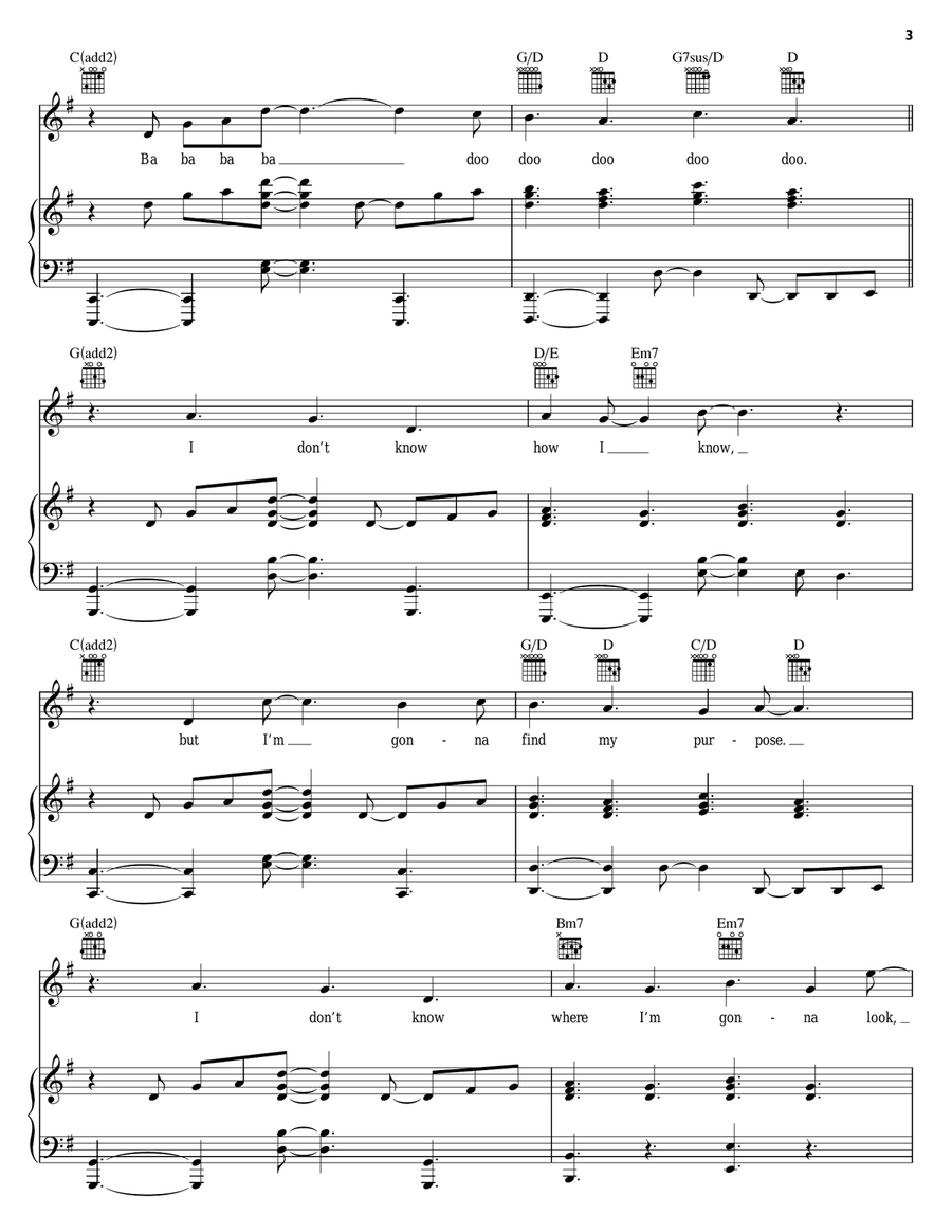 Purpose (from Avenue Q) Piano, Vocal scores gallery preview page 3