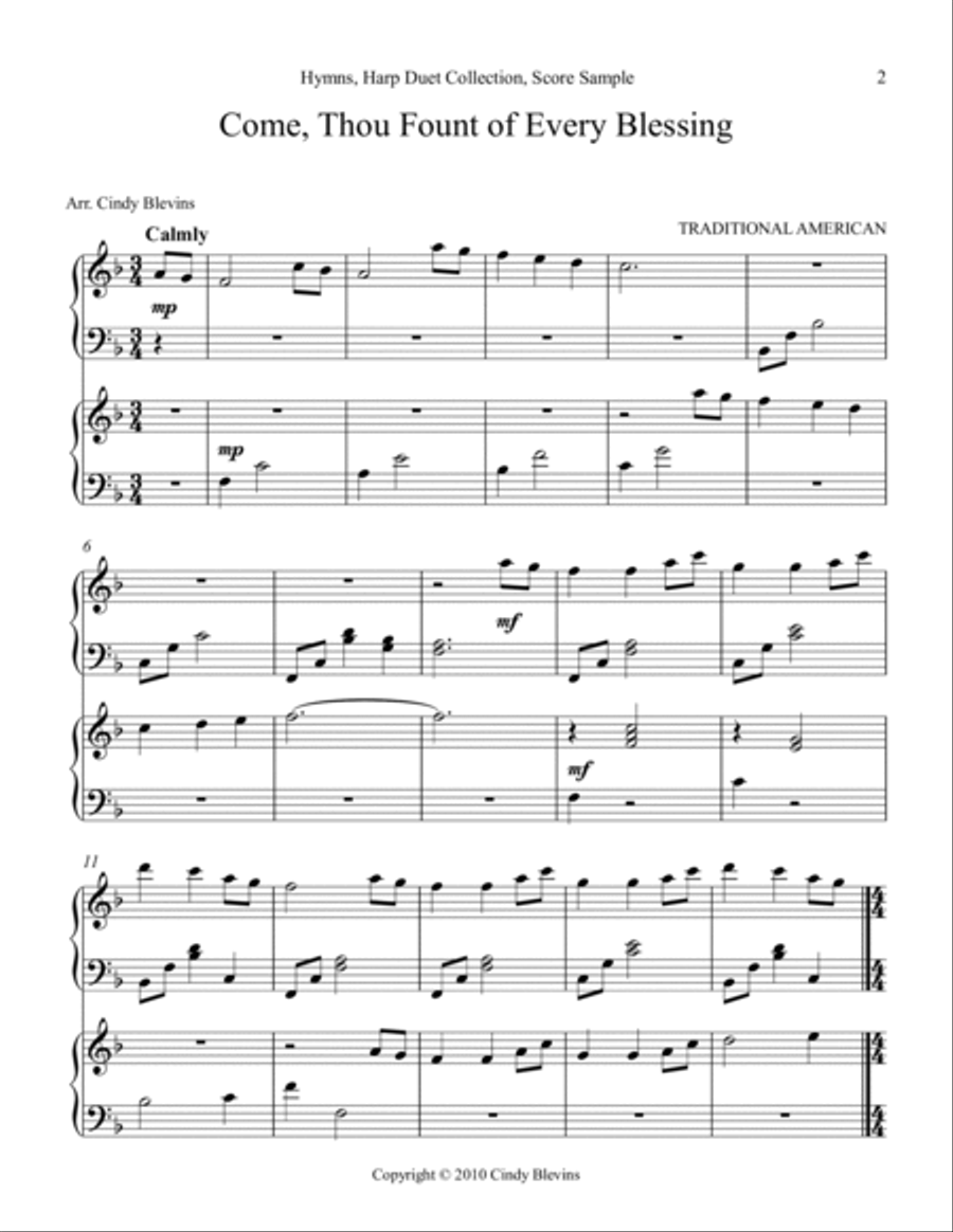 Hymns, Harp Duet Collection (10 arrangements) Harp scores gallery preview page 3