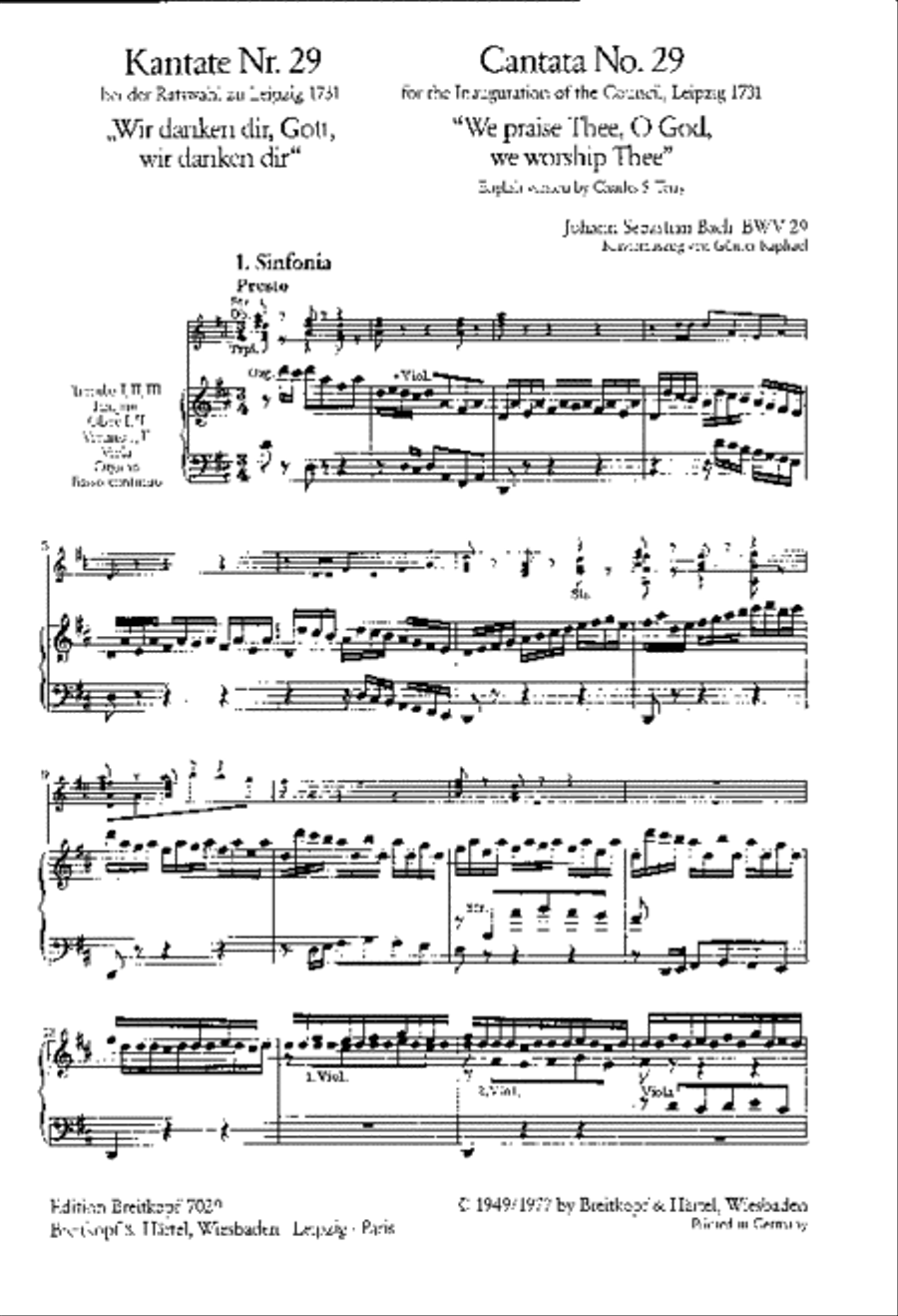 Cantata BWV 29 “We praise Thee, O God, we worship Thee” 4-Part scores gallery preview page 2