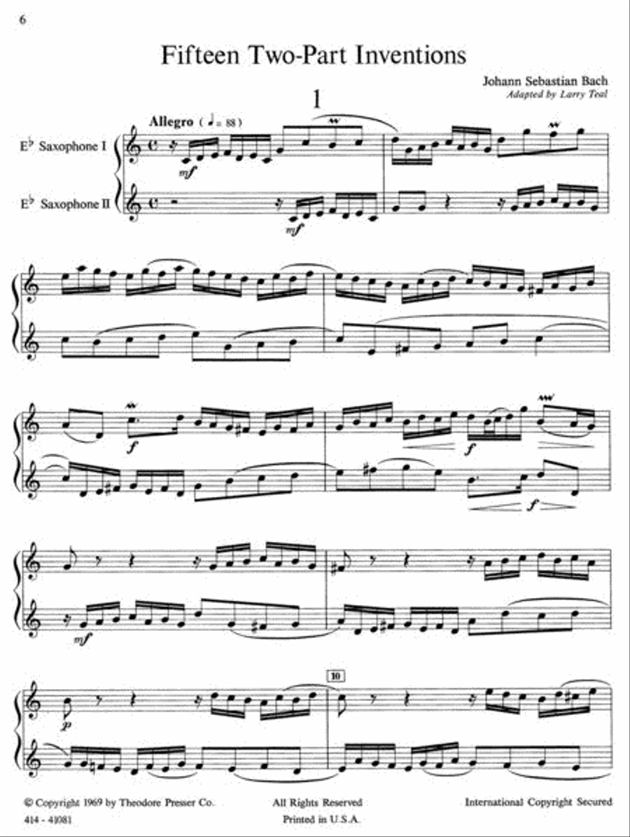 Fifteen Two-Part Inventions Woodwind Duet scores gallery preview page 2