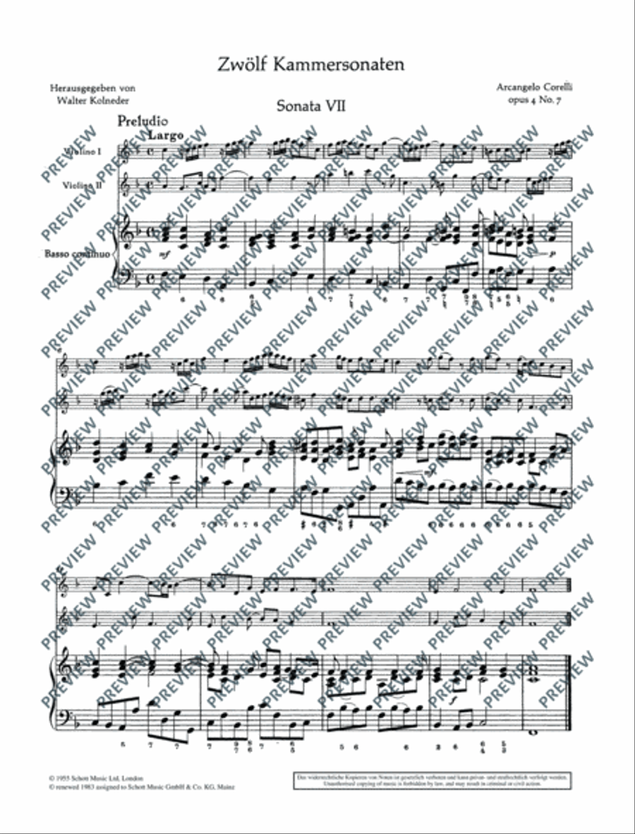 Twelve Chamber Sonatas Cello scores gallery preview page 4
