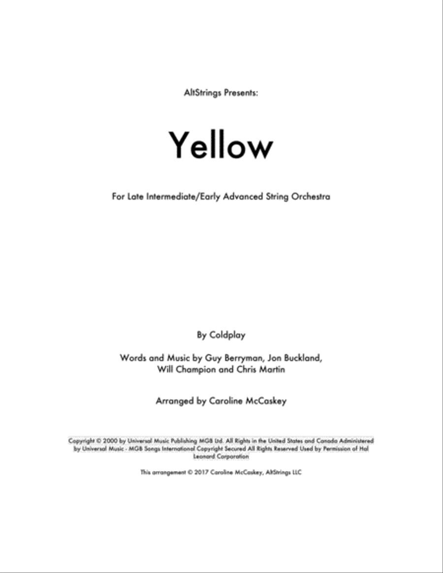 Yellow Yellow String Orchestra scores gallery preview page 1