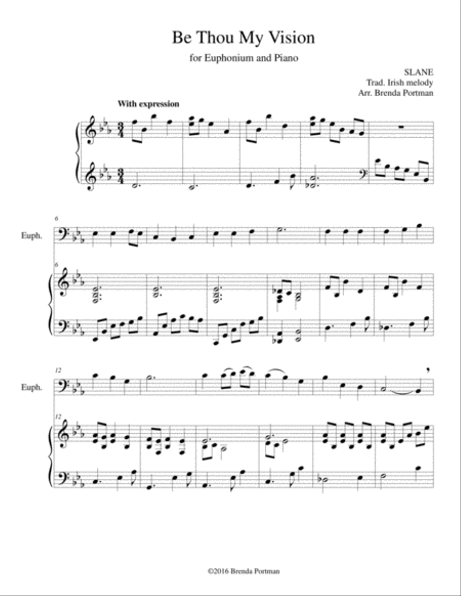 Be Thou My Vision (euphonium/piano), arr. Brenda Portman Euphonium scores gallery preview page 1