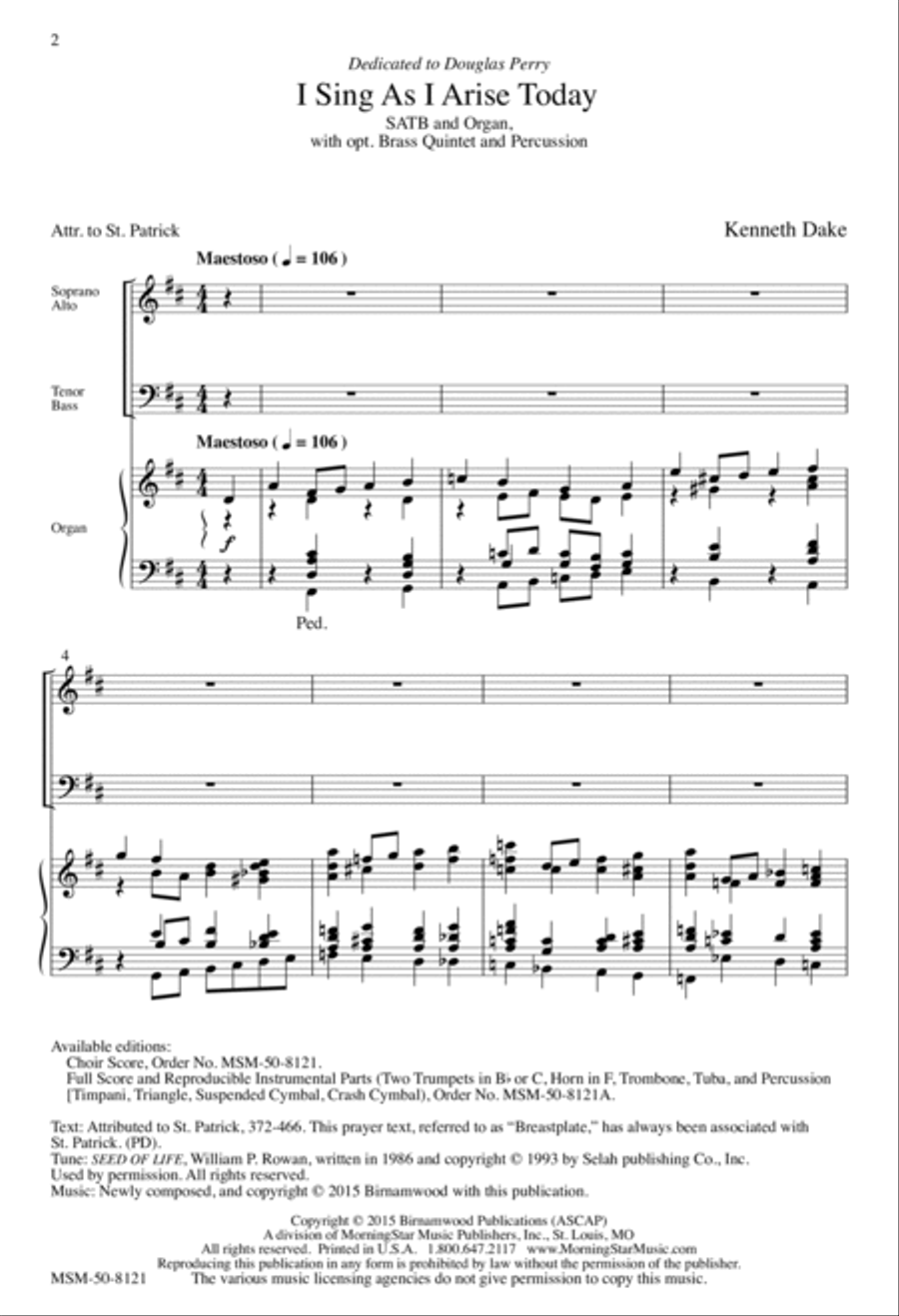 I Sing As I Arise Today I Sing As I Arise Today 4-Part scores gallery preview page 2