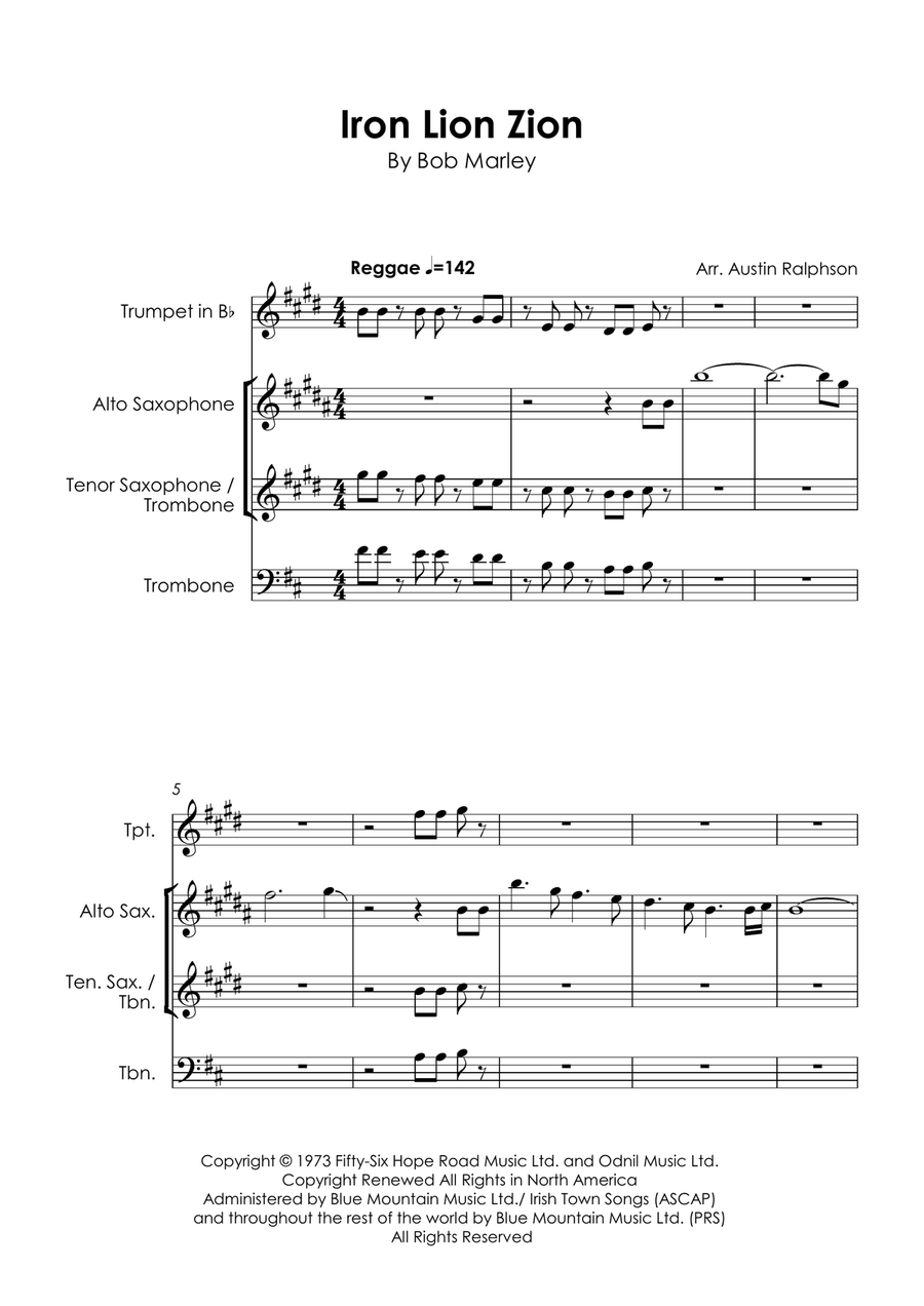 Iron Lion Zion Tenor Saxophone scores gallery preview page 5