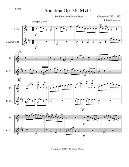 Clementi Duo for Flute and Clarinet