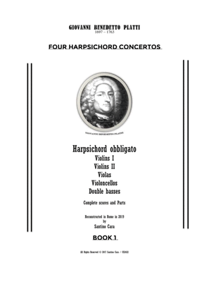 Book cover for Platti - Four Concertos for Harpsichord obbligato and Strings Orchestra - Full Score and Parts