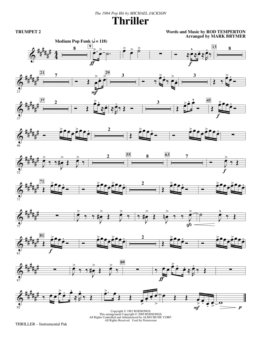 Thriller - Trumpet 2 Choir scores gallery preview page 1