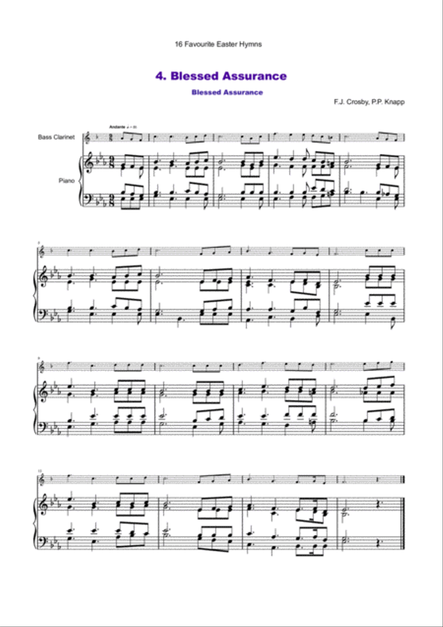 16 Favourite Easter Hymns for Solo Bass Clarinet and Piano Bass Clarinet scores gallery preview page 5