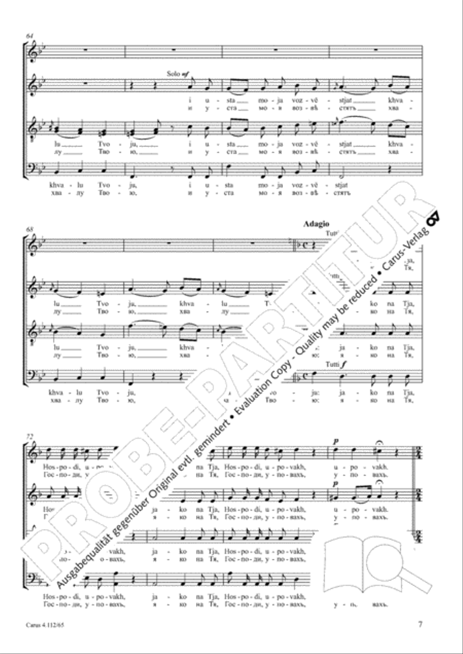Hearken, O God, unto my voice (Uslysy, Boze, hlas moj) 4-Part scores gallery preview page 8