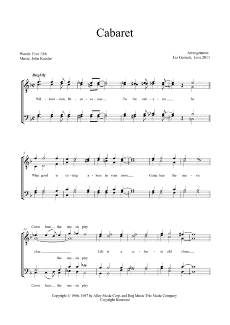 Cabaret TTBB scores gallery preview page 1