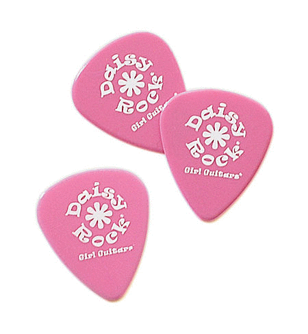 Daisy Rock Girl Guitars: Guitar Picks (Pink w/White Daisy Rock Logo) Delrin 500, bag of 12 (.71 Medium)