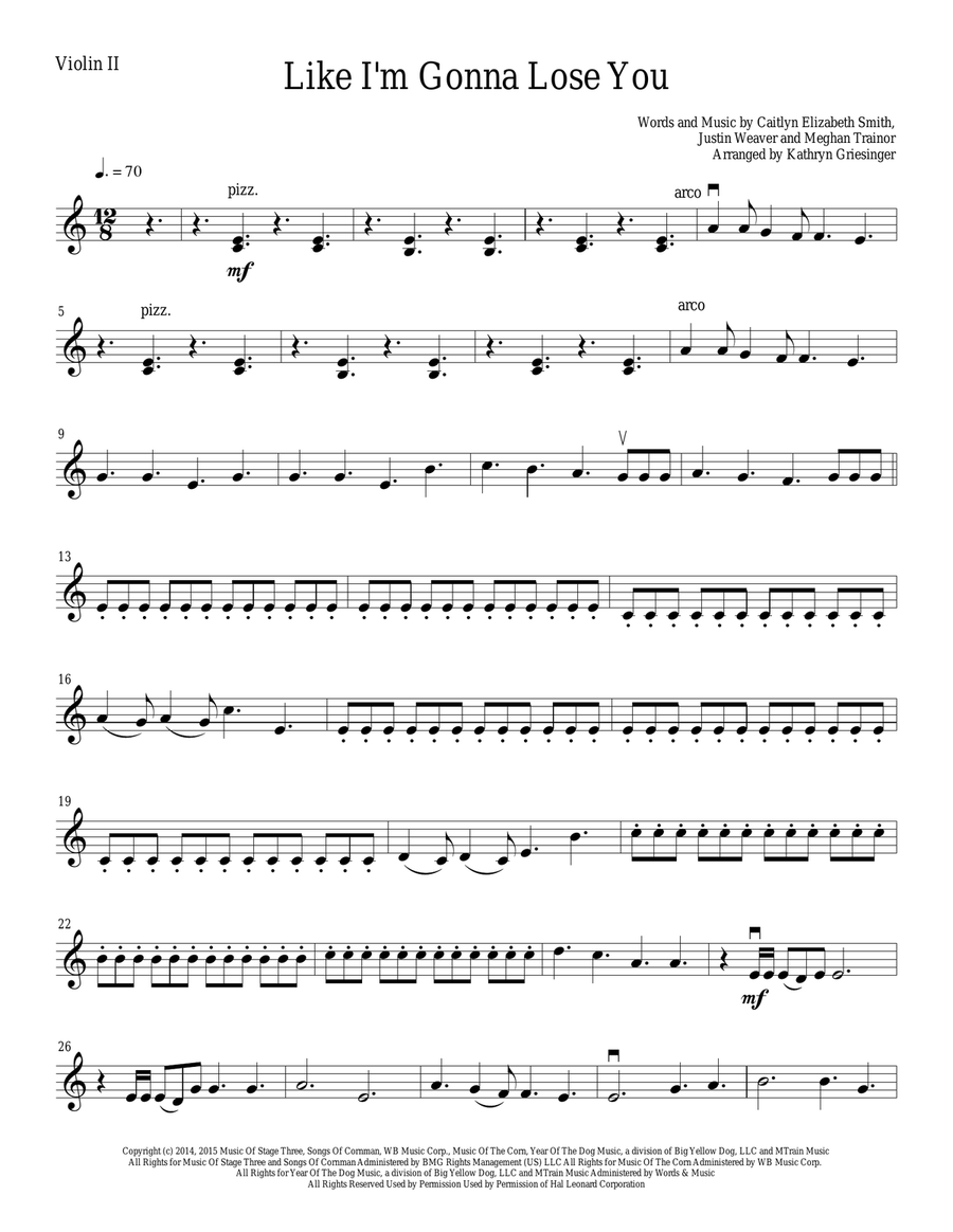Like I'm Gonna Lose You String Quartet scores gallery preview page 3