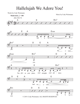 Hallelujah We Adore You! Lead Sheet in A