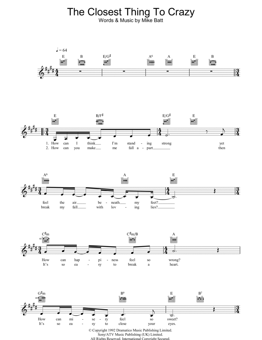 The Closest Thing To Crazy Piano scores gallery preview page 1