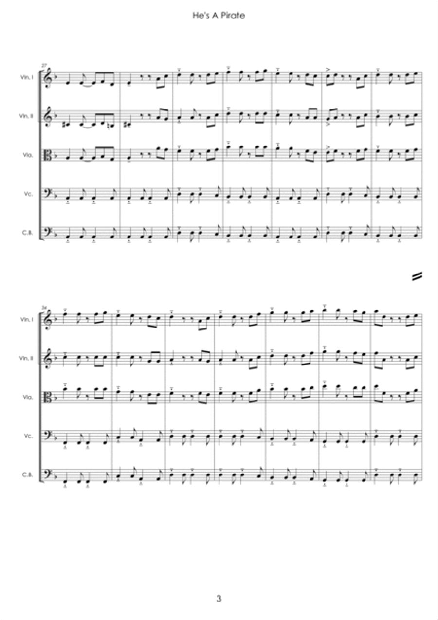 He's A Pirate String Quartet scores gallery preview page 3