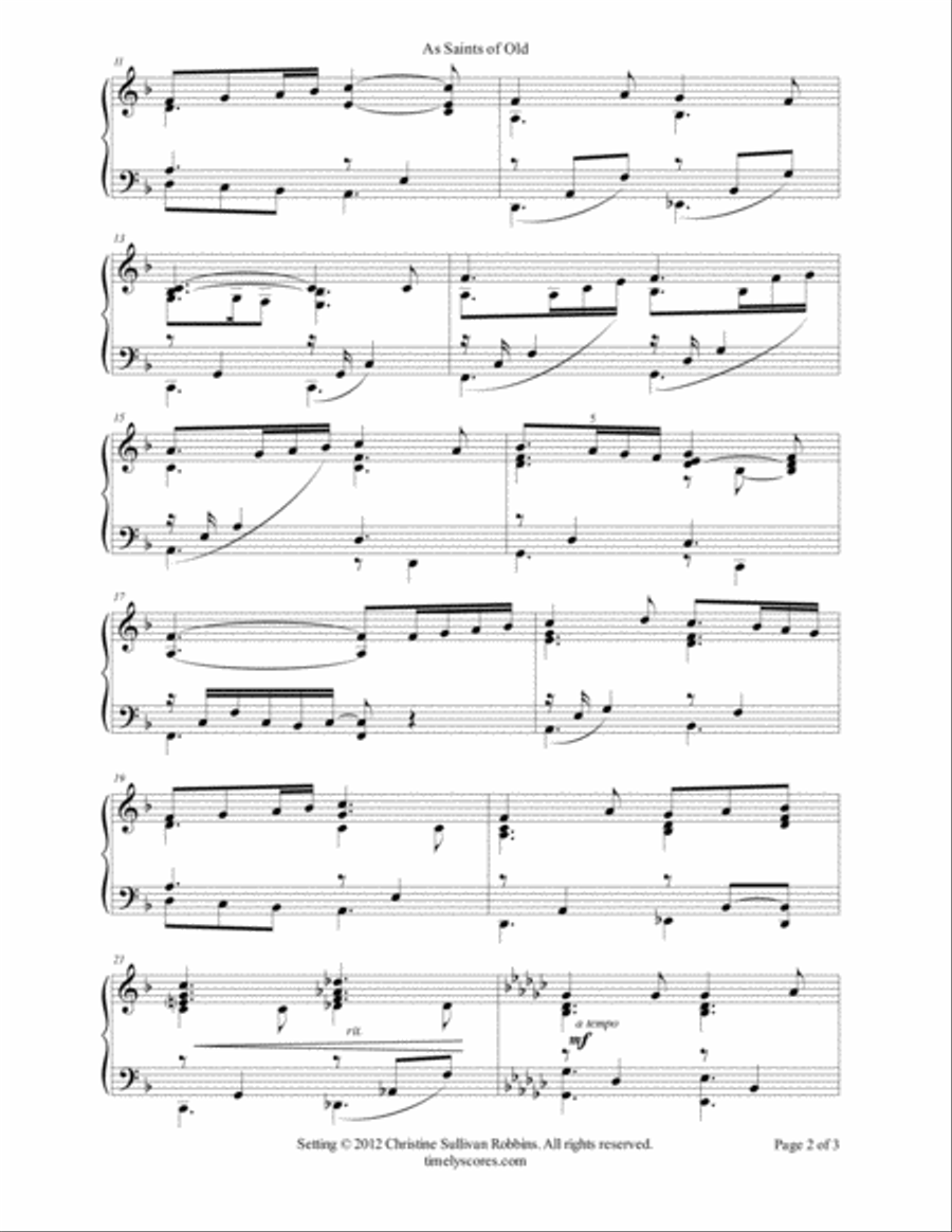 As Saints of Old (As Men of Old Their First-Fruits Brought) Piano Solo scores gallery preview page 2