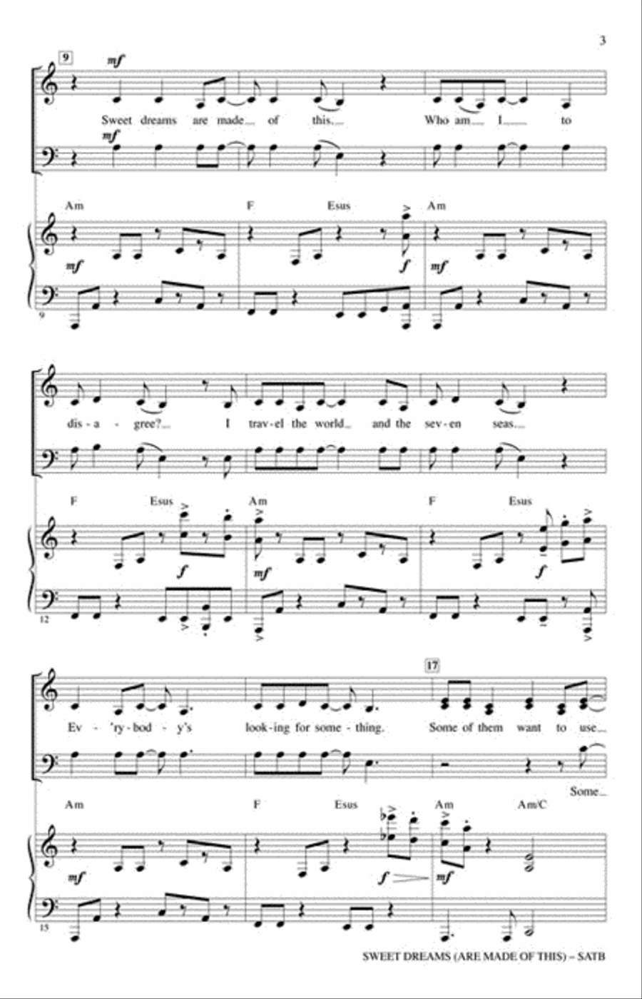 Sweet Dreams (Are Made of This) 4-Part scores gallery preview page 3