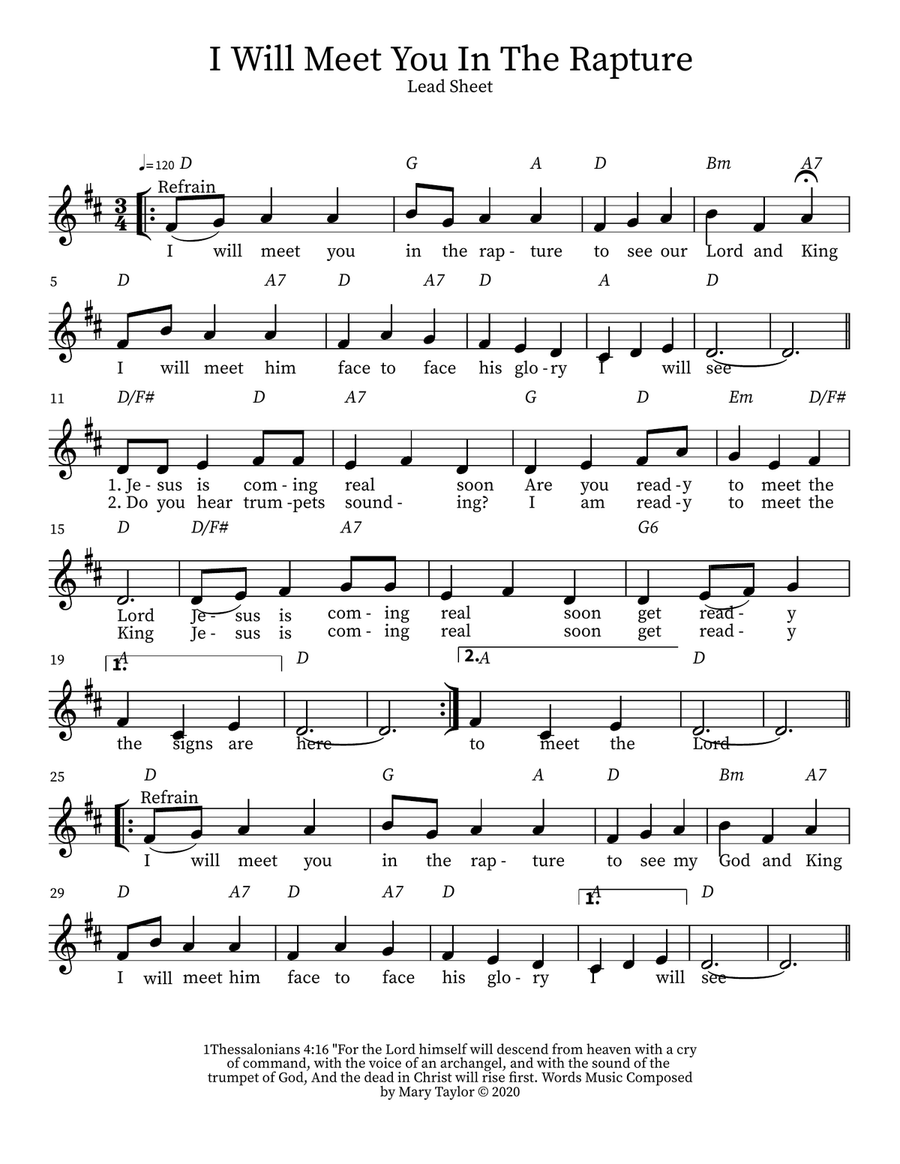 I Will Meet You In The Rapture Piano scores gallery preview page 1
