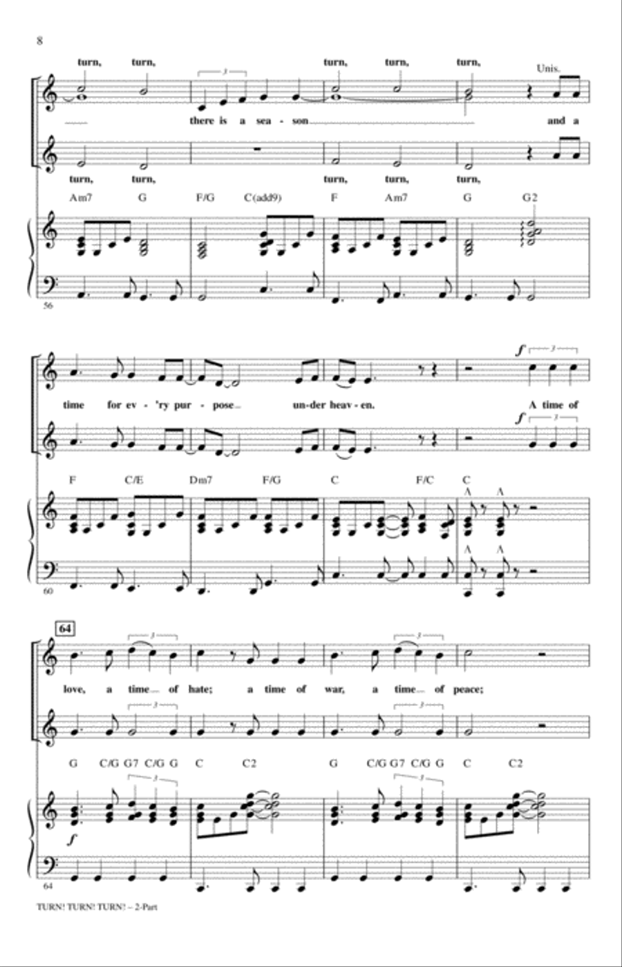Turn! Turn! Turn! (To Everything There Is A Season) (arr. Roger Emerson) 2-Part scores gallery preview page 6