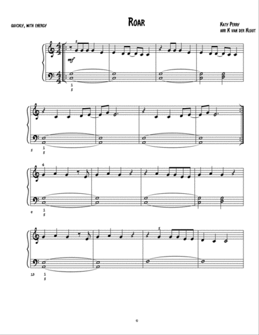 Roar Roar Easy Piano scores gallery preview page 1