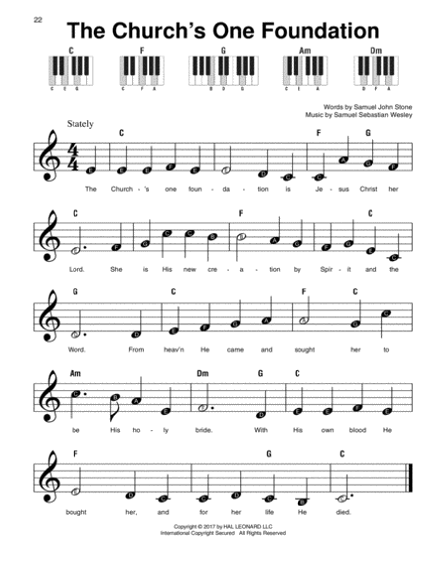 The Church's One Foundation Easy Piano scores gallery preview page 1