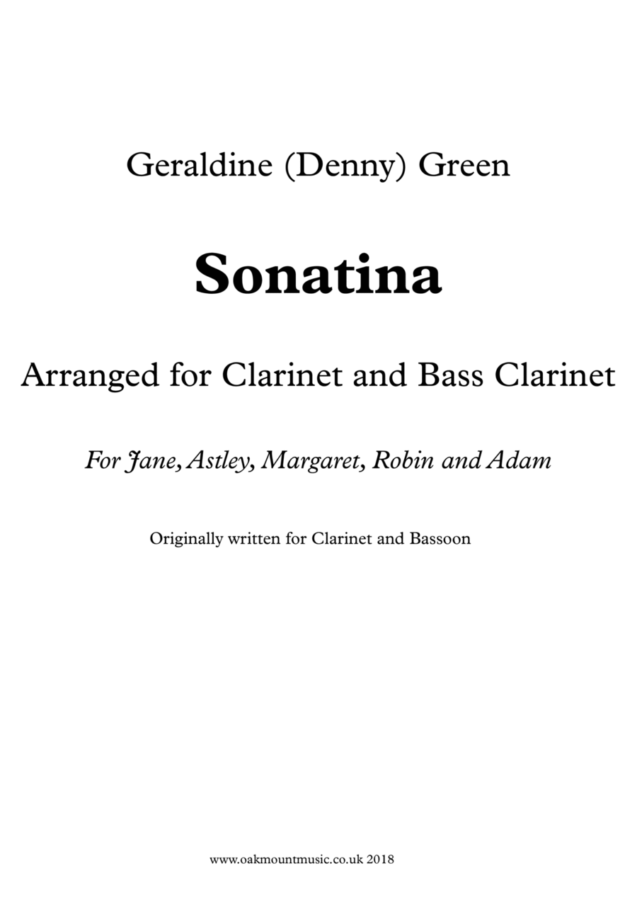 Sonatina For Clarinet And Bass Clarinet (Originally for clarinet and bassoon) Woodwind Duet scores gallery preview page 1